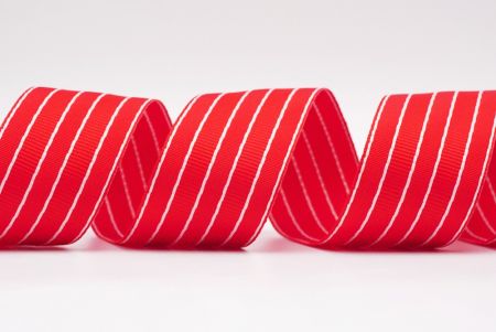 Striped Stitched Woven Ribbon_K1740 red